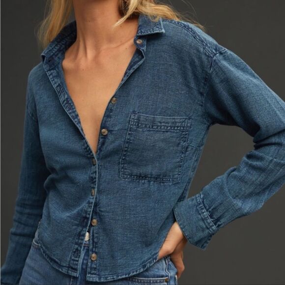 Anthropologie Pilcro Open Back Blouse | Size: Small | Color: Blue - Picture 2 of 4